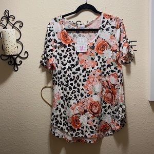 Cute Animal and Floral Print Tee
